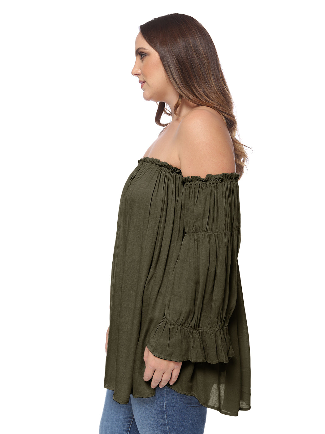 Blusa campesina con hombros descubiertos y talla grande