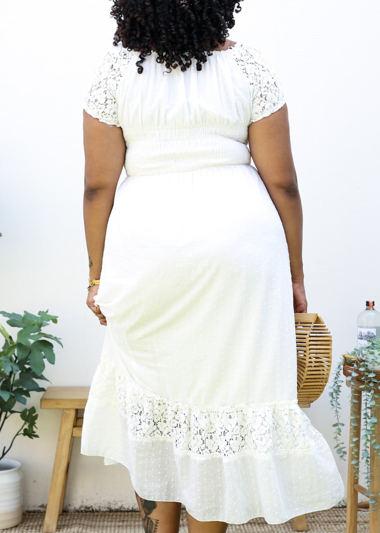 Anna-Kaci Plus Size Renaissance Peasant Medieval Maiden Boho Inspired short Sleeve Lace Flower Trim Dress