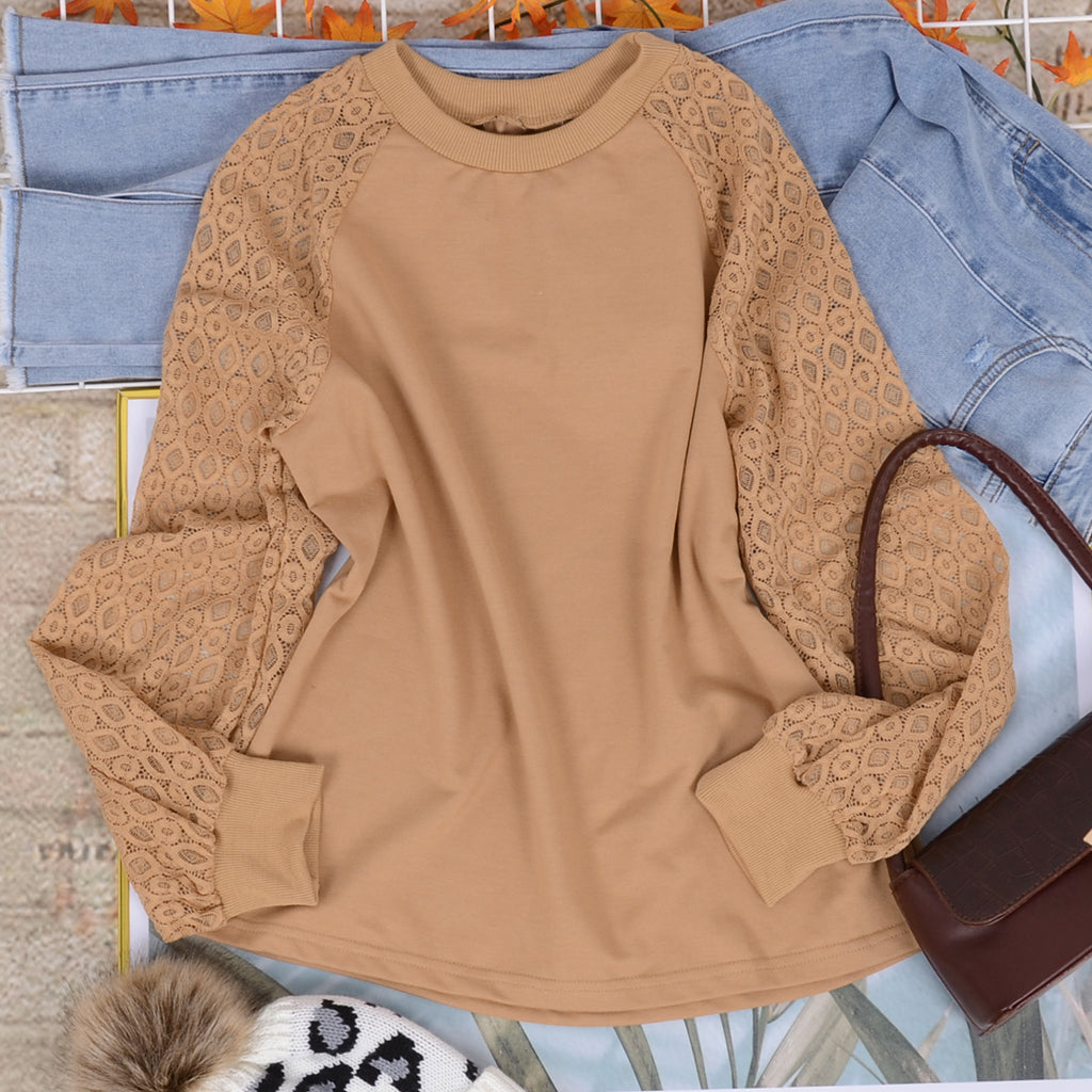 Lace Raglan Fall Pullover