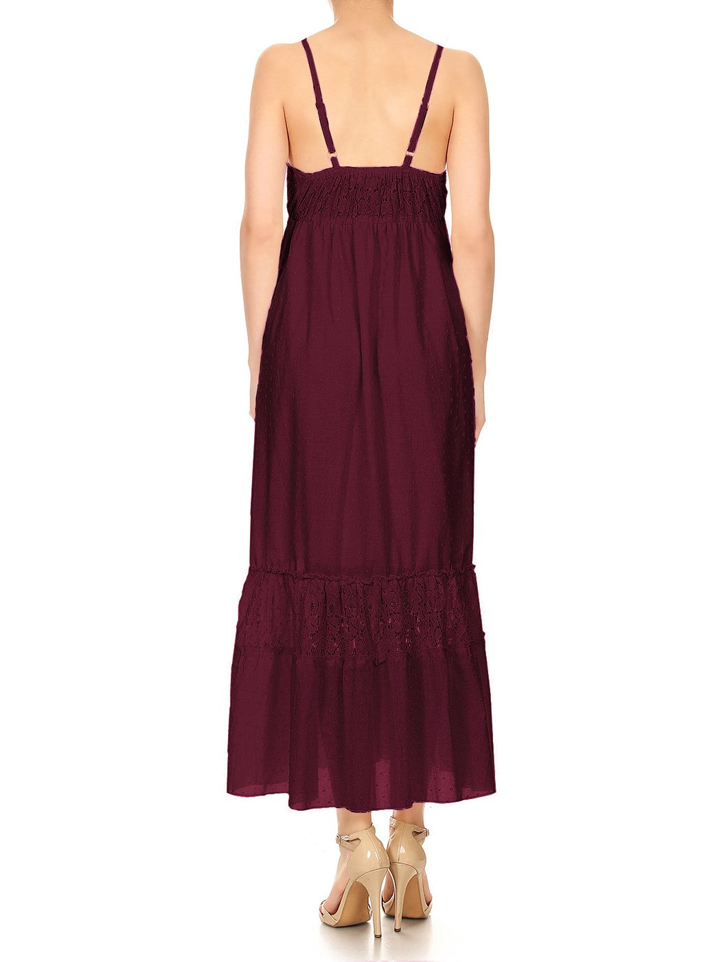 Sweetheart Neckline Clip Dot Lace Maxi Dress