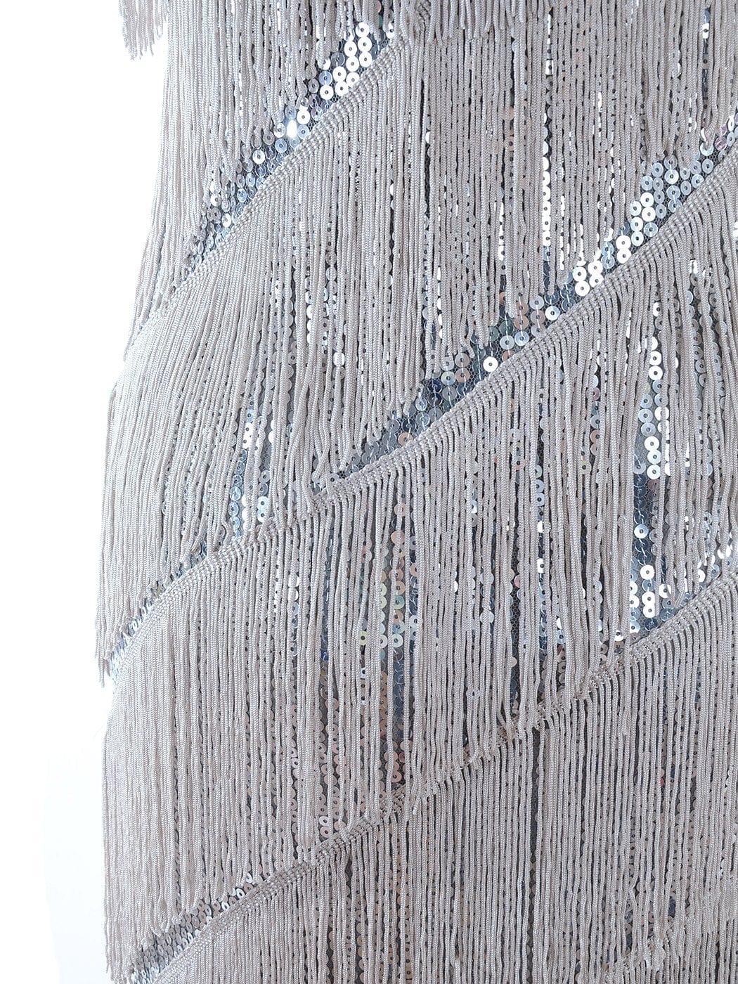 Vestido midi estilo flapper con flecos y lentejuelas