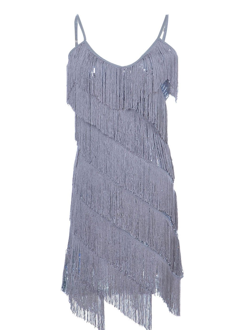 Vestido midi estilo flapper con flecos y lentejuelas