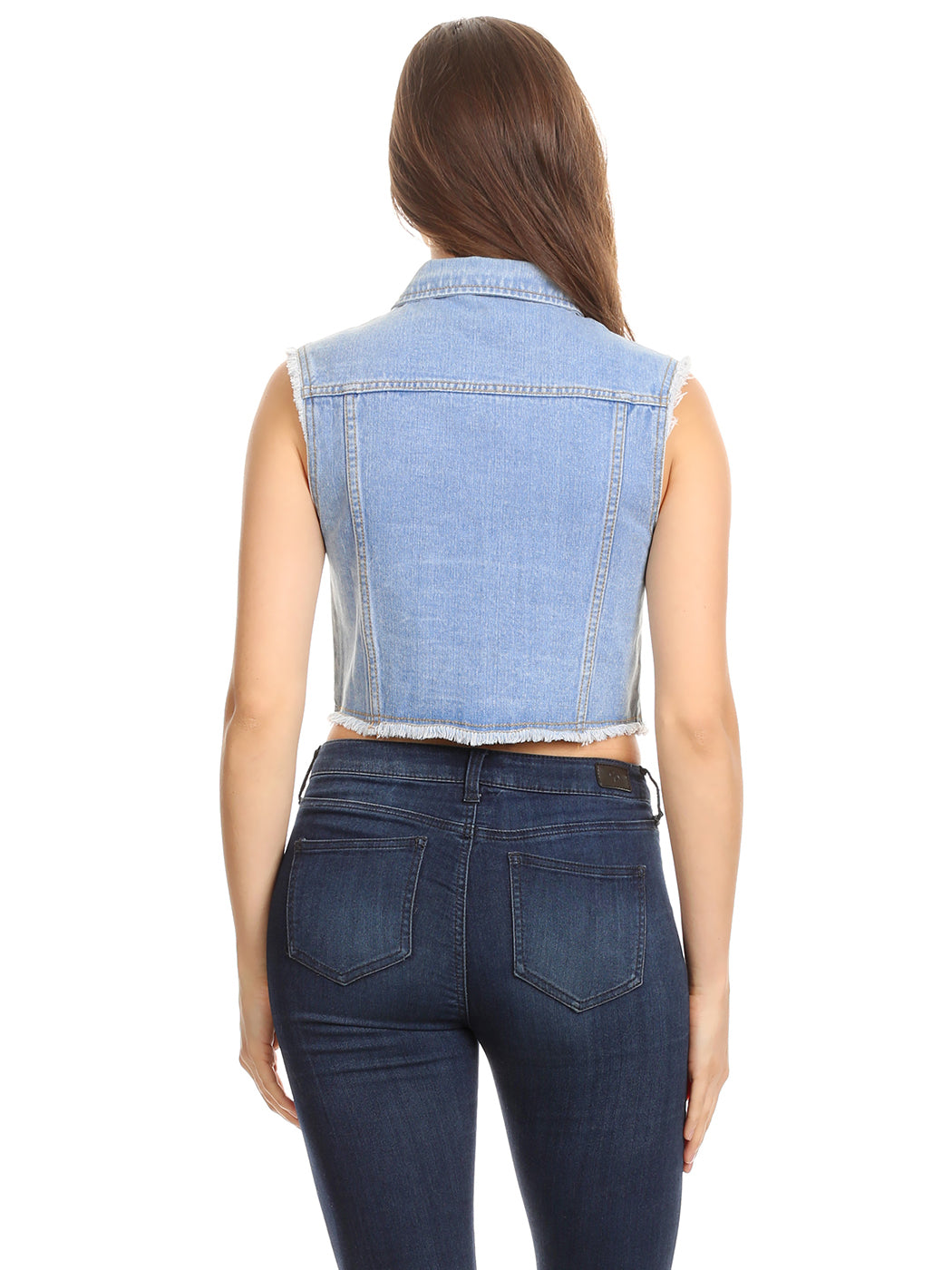 Cotton Denim Cropped Vest