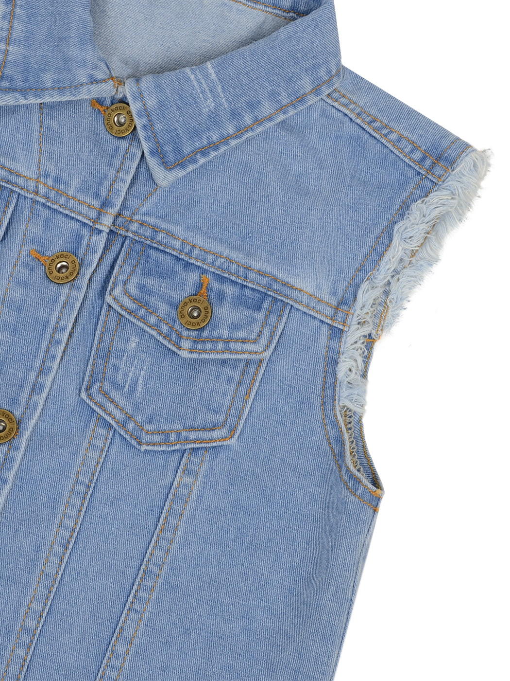 Cotton Denim Cropped Vest