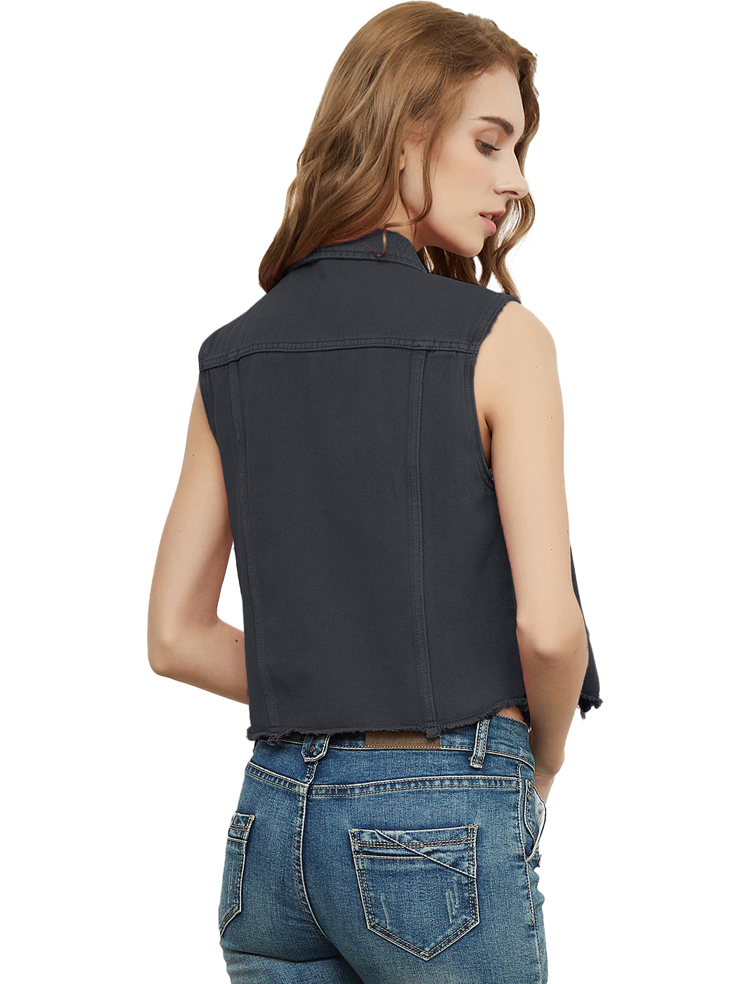 Cotton Denim Cropped Vest