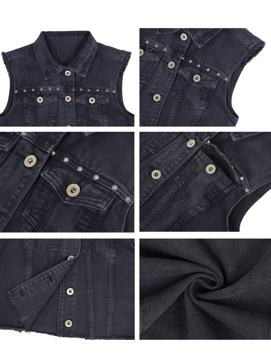 Cotton Denim Cropped Vest
