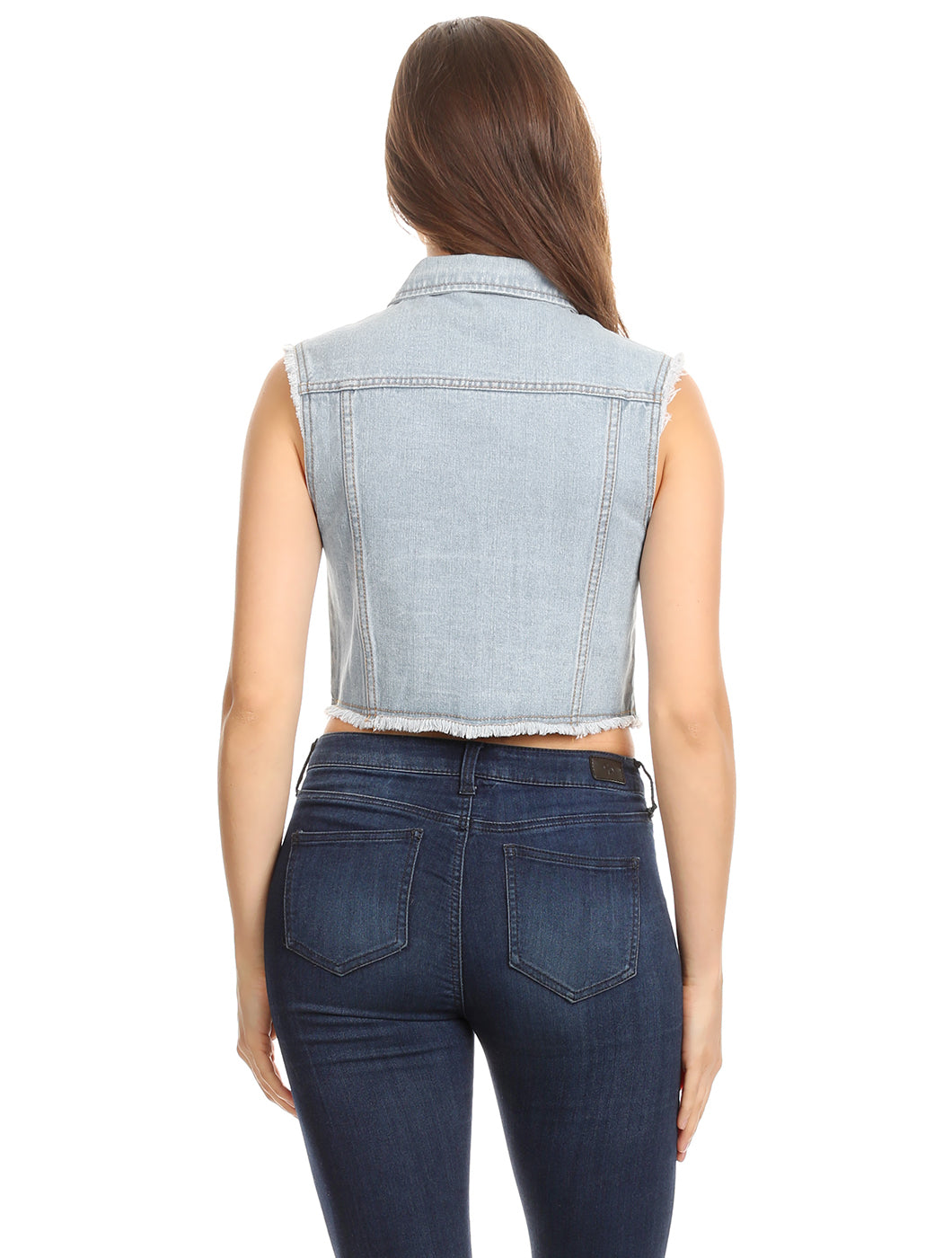 Cotton Denim Cropped Vest