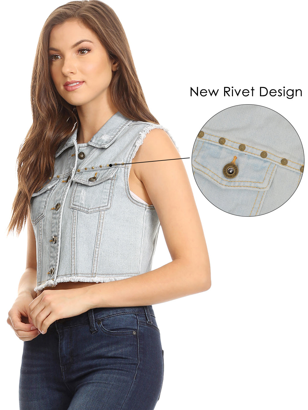 Cotton Denim Cropped Vest