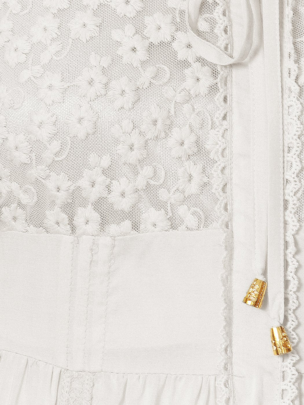 Boho Peasant Floral Lace Ruffle Hem Bell Sleeve Mini Dress