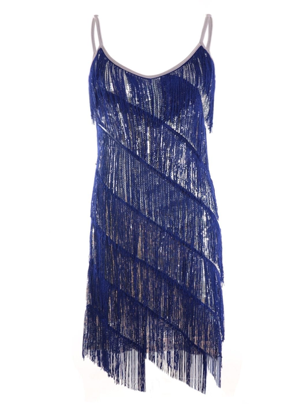 Vestido midi estilo flapper con flecos y lentejuelas