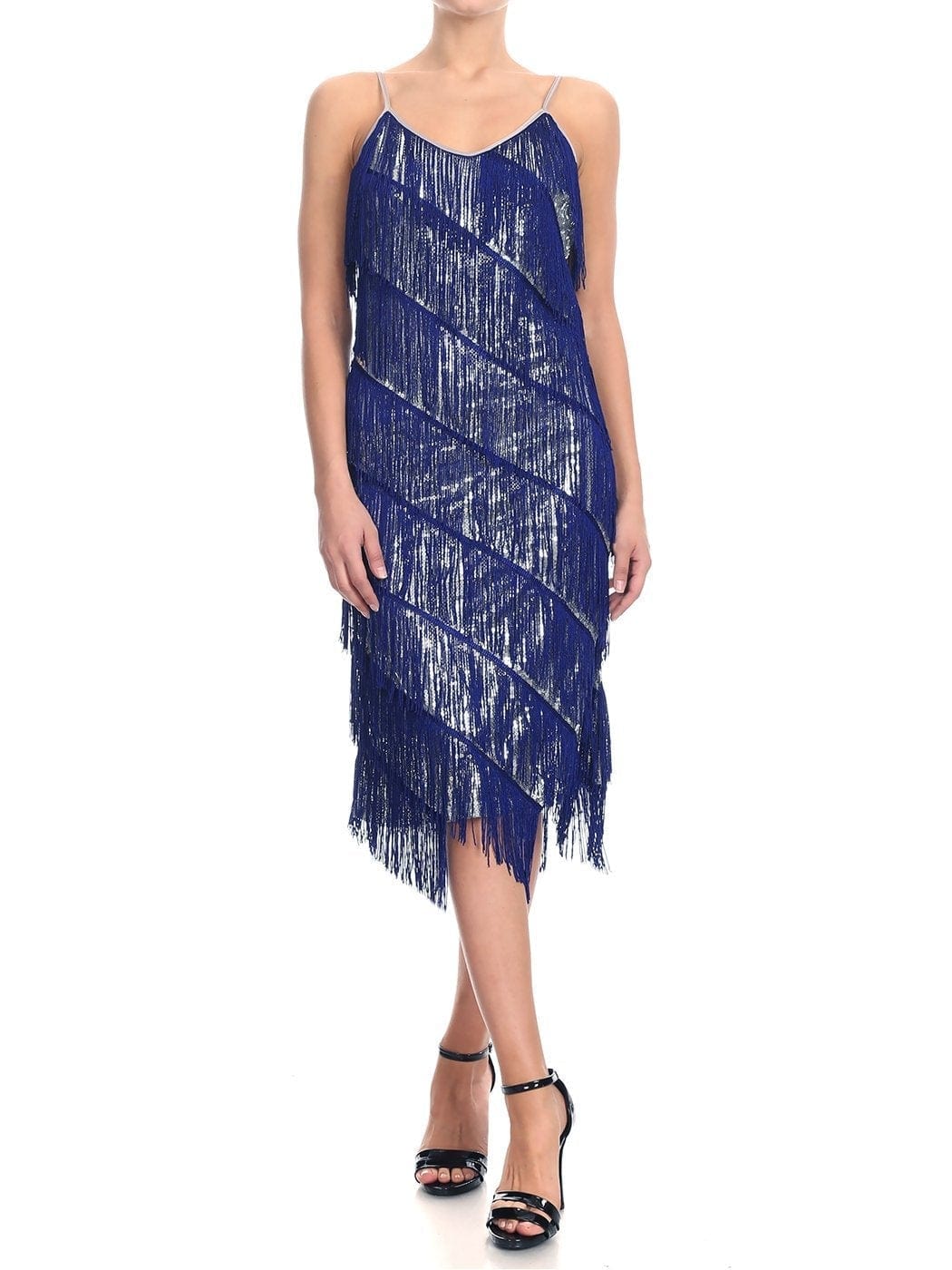 Vestido midi estilo flapper con flecos y lentejuelas