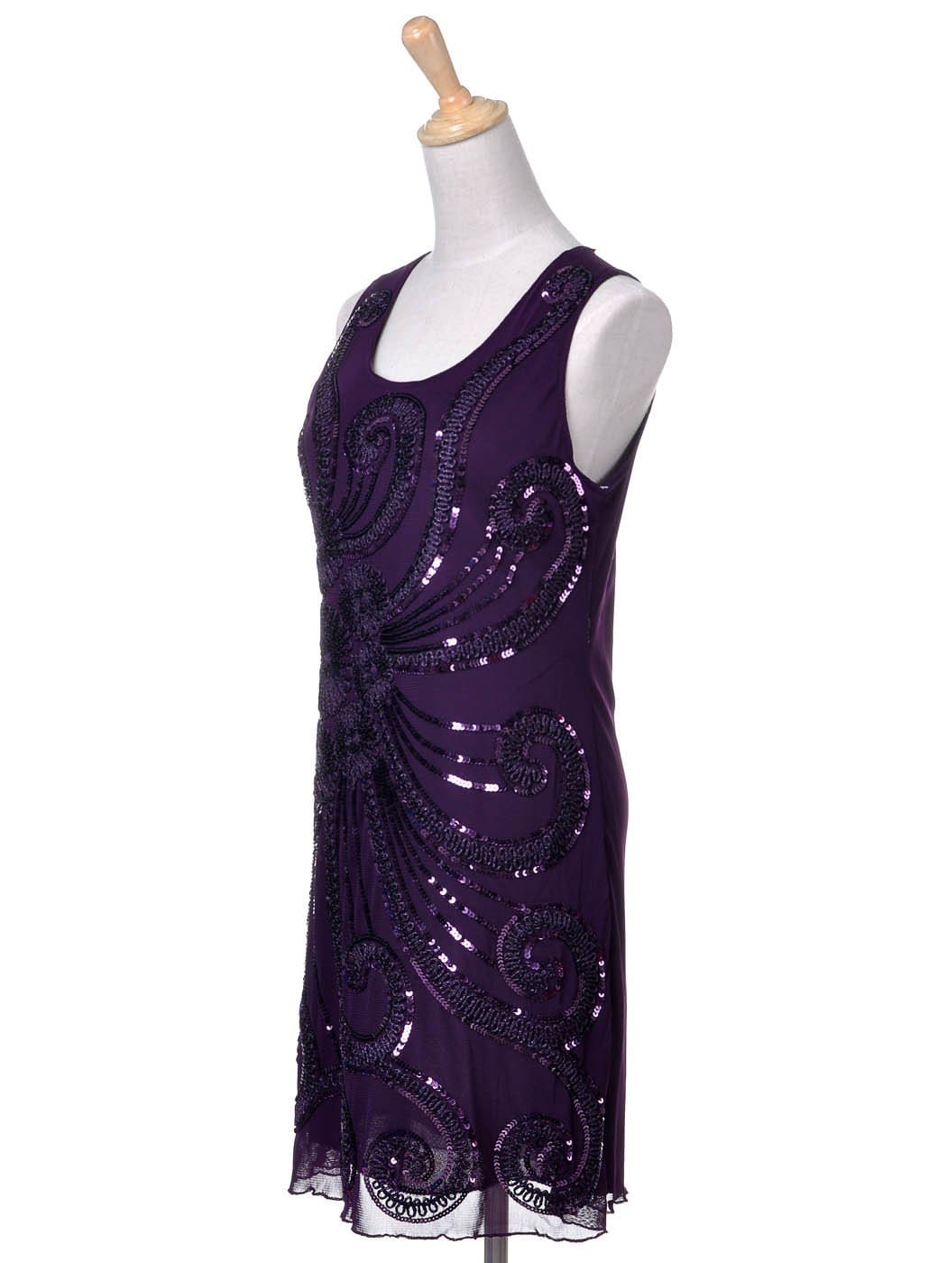 Sleeveless Floral Embroidery Beaded Sequin Dress