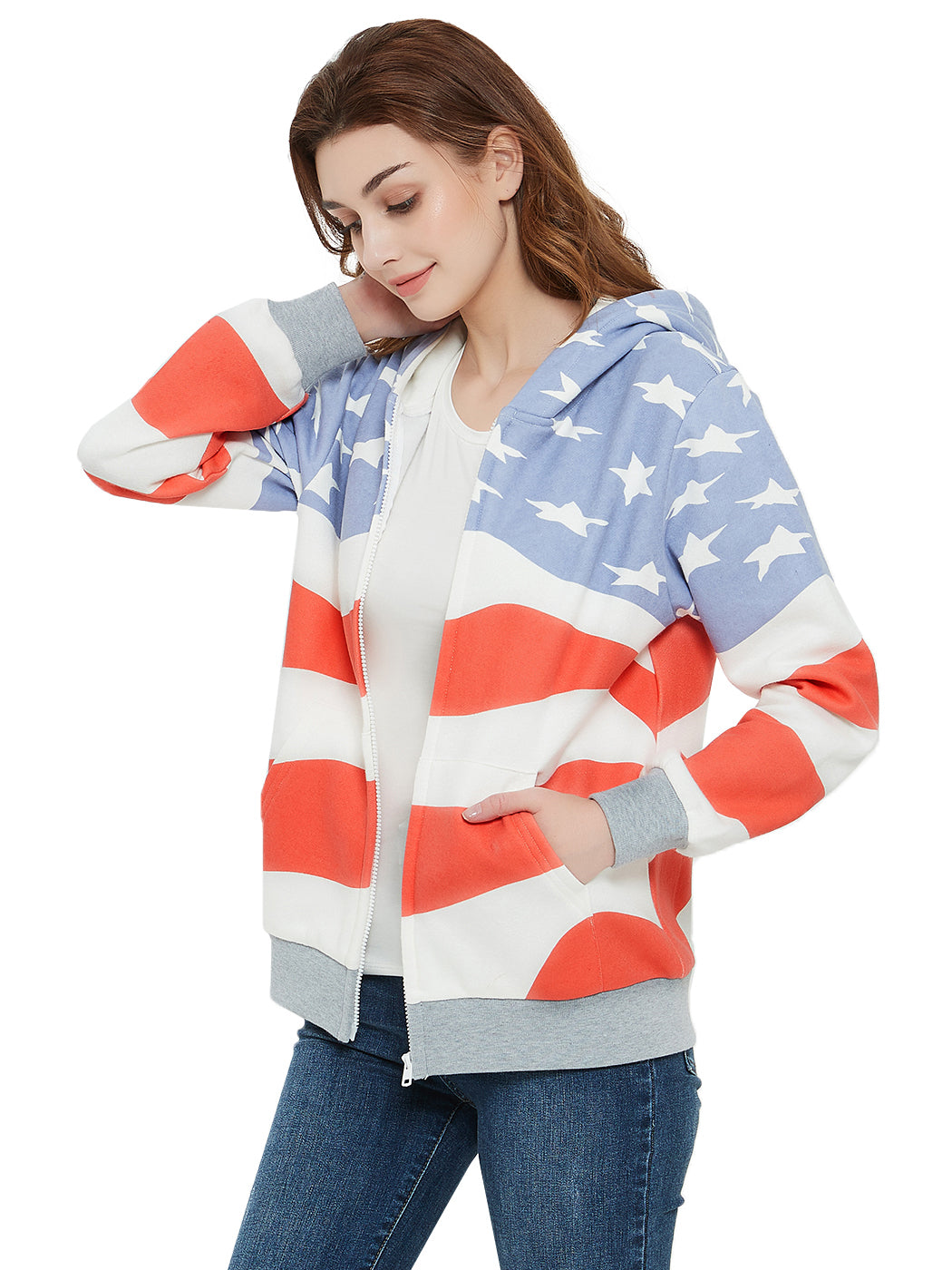Sudadera con capucha y bandera estadounidense