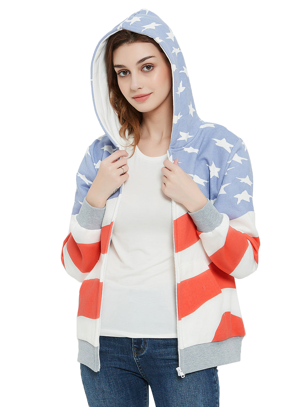 Sudadera con capucha y bandera estadounidense