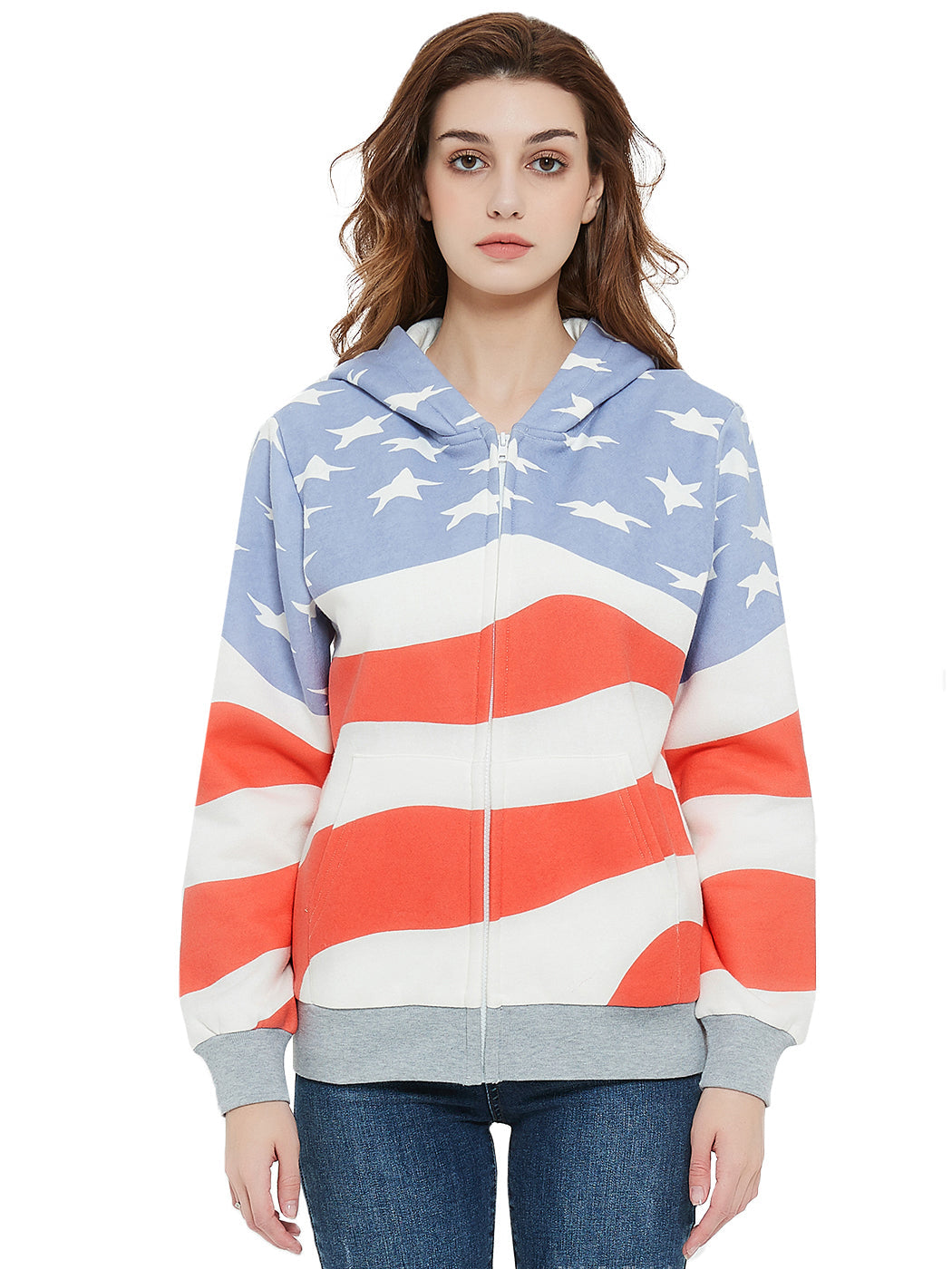 Sudadera con capucha y bandera estadounidense