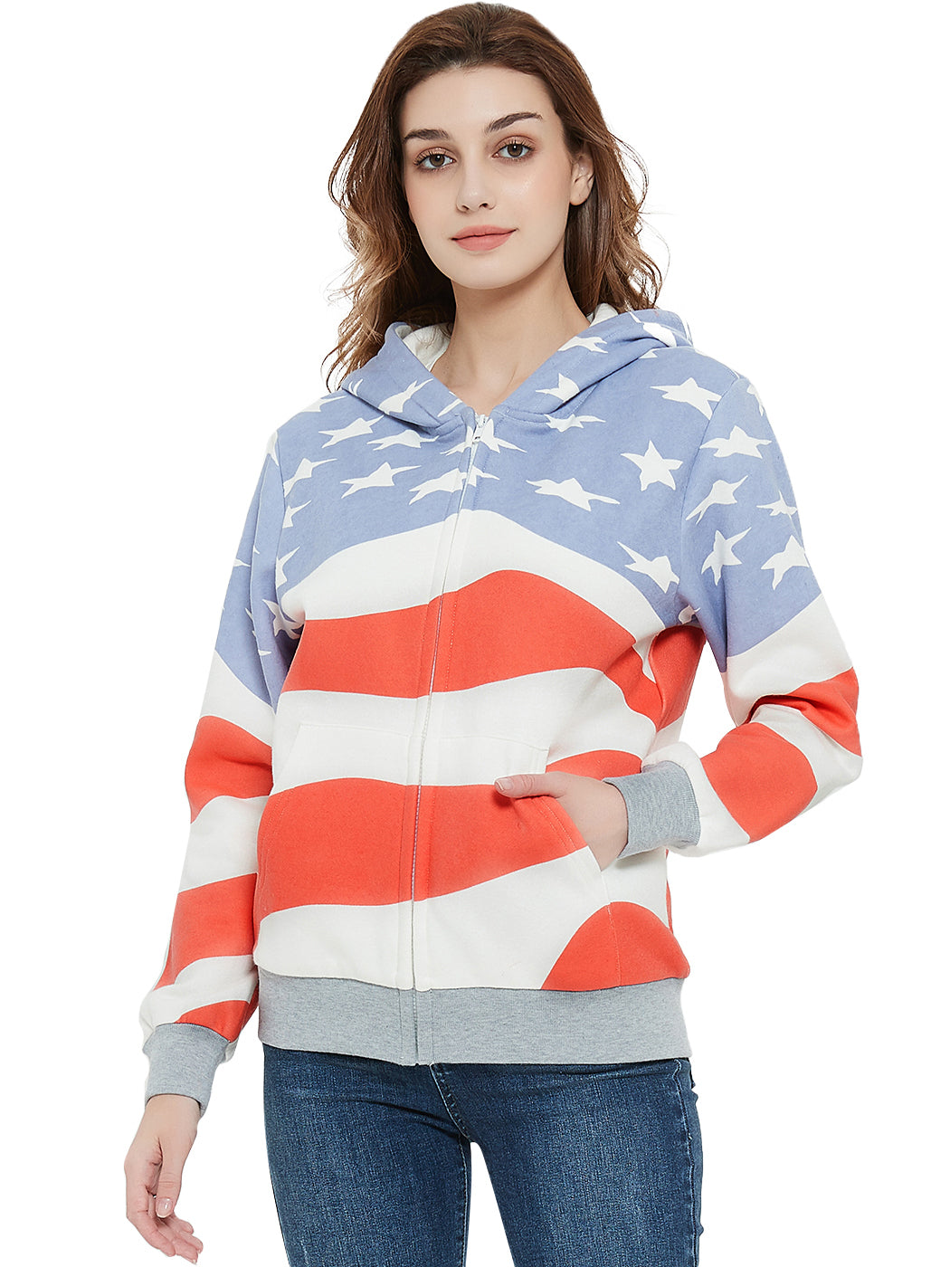 Sudadera con capucha y bandera estadounidense