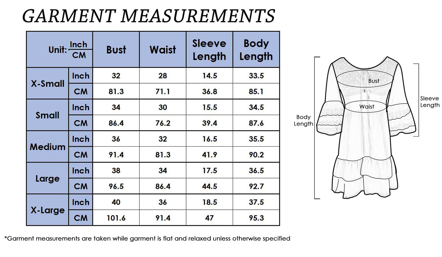 Boho Peasant Floral Lace Ruffle Hem Bell Sleeve Mini Dress