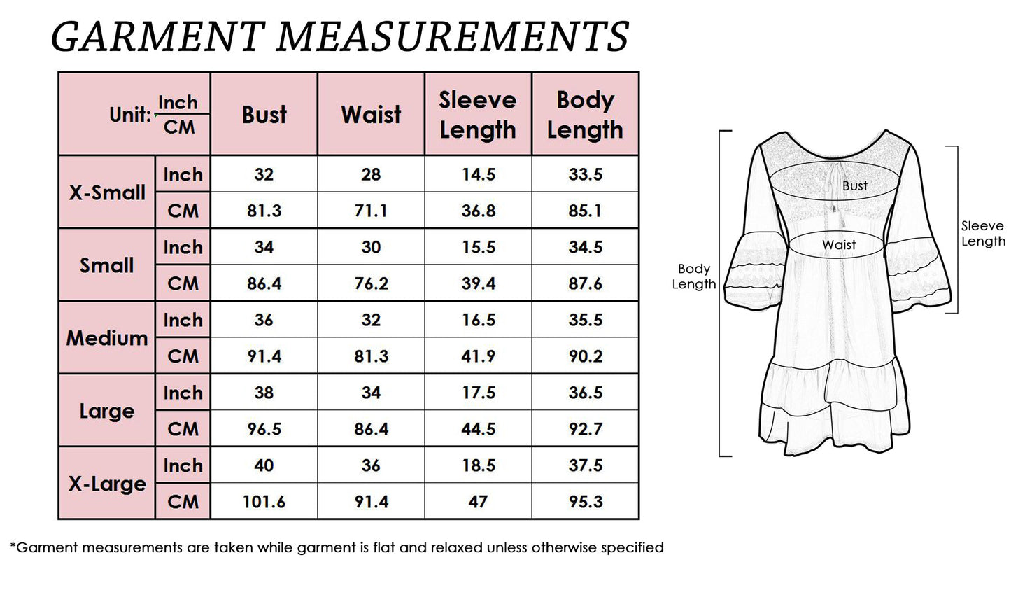 Boho Peasant Floral Lace Ruffle Hem Bell Sleeve Mini Dress