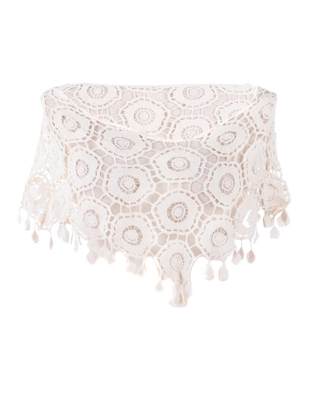 Poncho de red de crochet con borlas de Woodstock