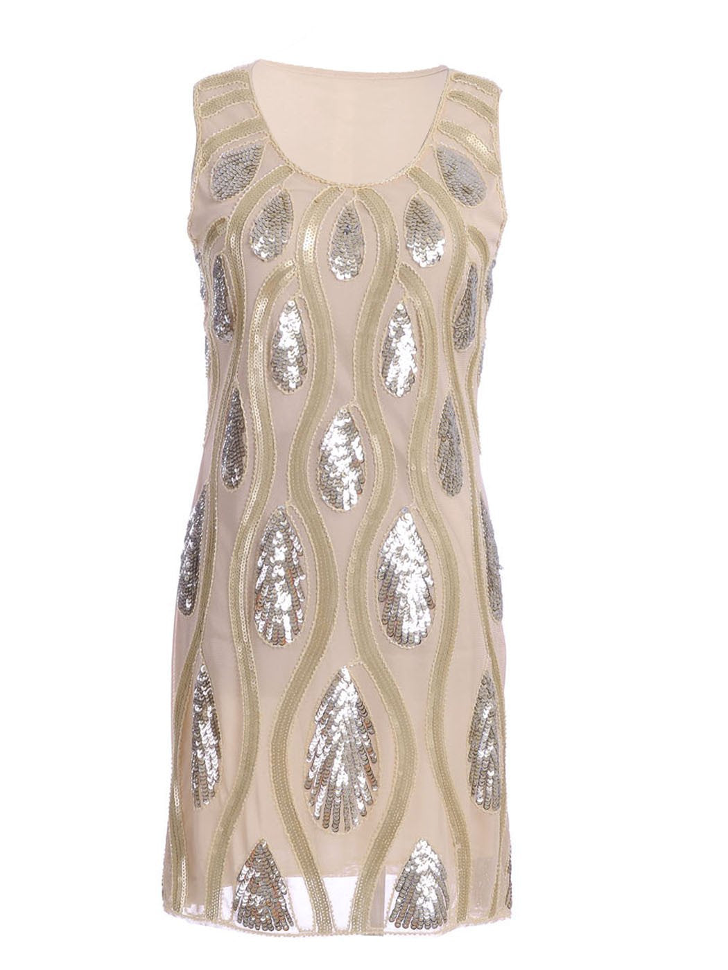Anna-Kaci Tear Drop & Waves Pattern Sequin Dress