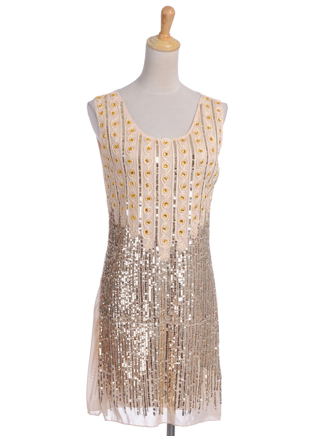 Vestido camisero glamoroso adornado con diamantes de imitación y lentejuelas