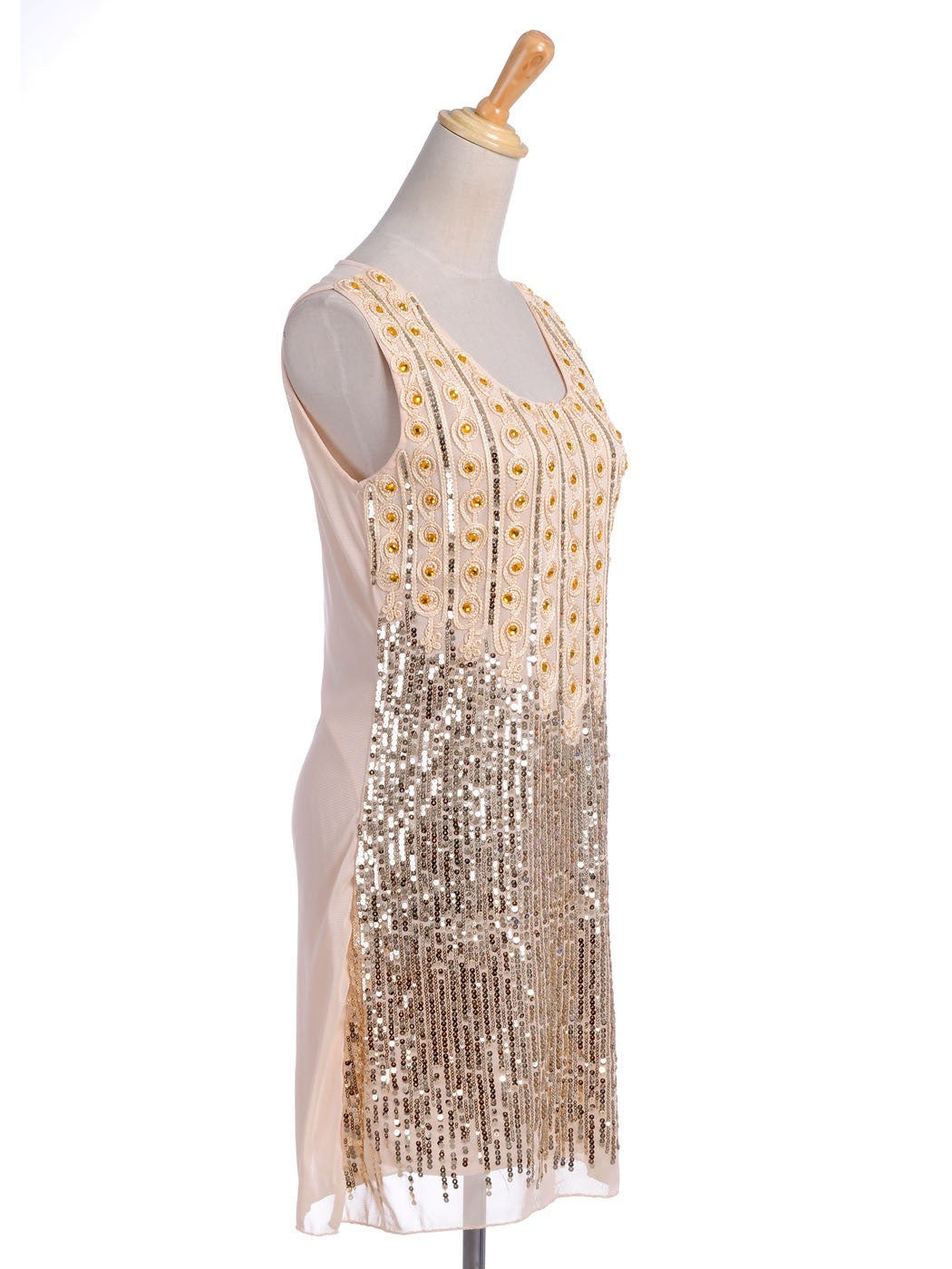 Vestido camisero glamoroso adornado con diamantes de imitación y lentejuelas