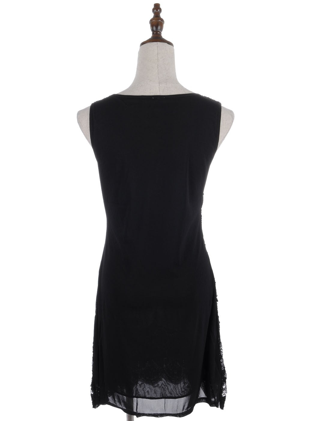 Vestido con adornos de lentejuelas y estampado festoneado