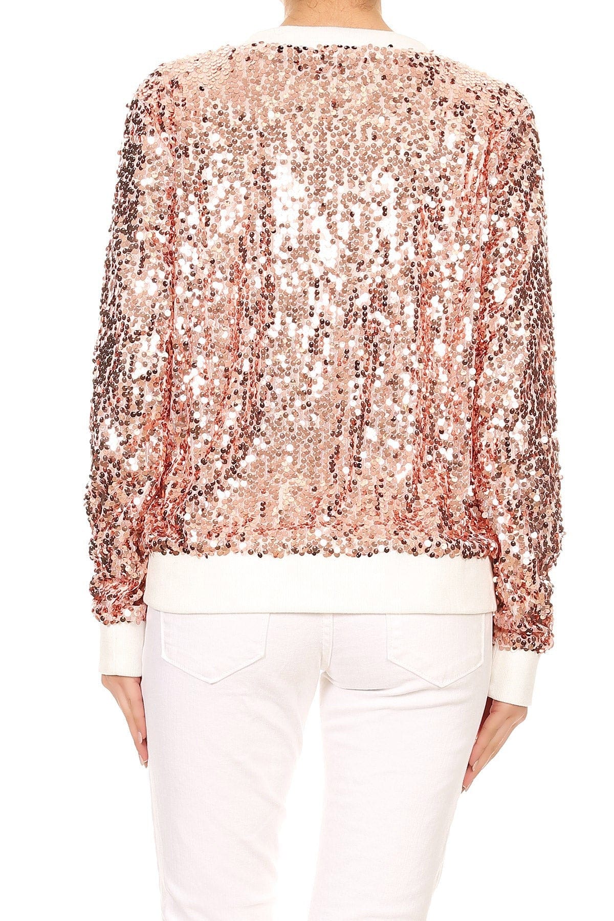 Sequin Bomber Zip-Up Jacket