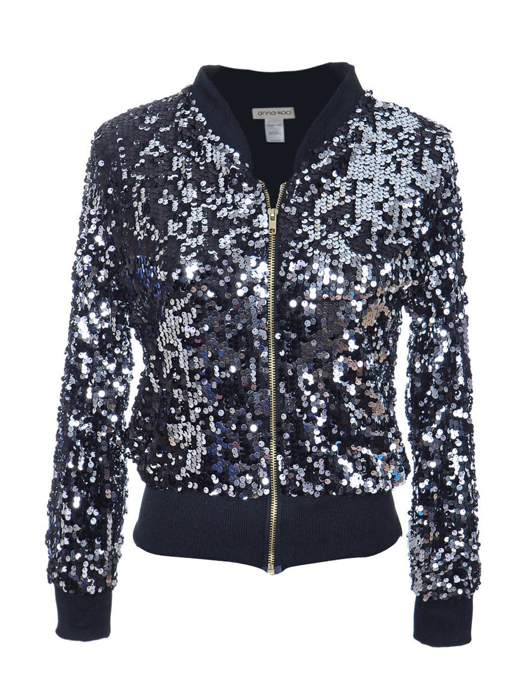 Sequin Bomber Zip-Up Jacket