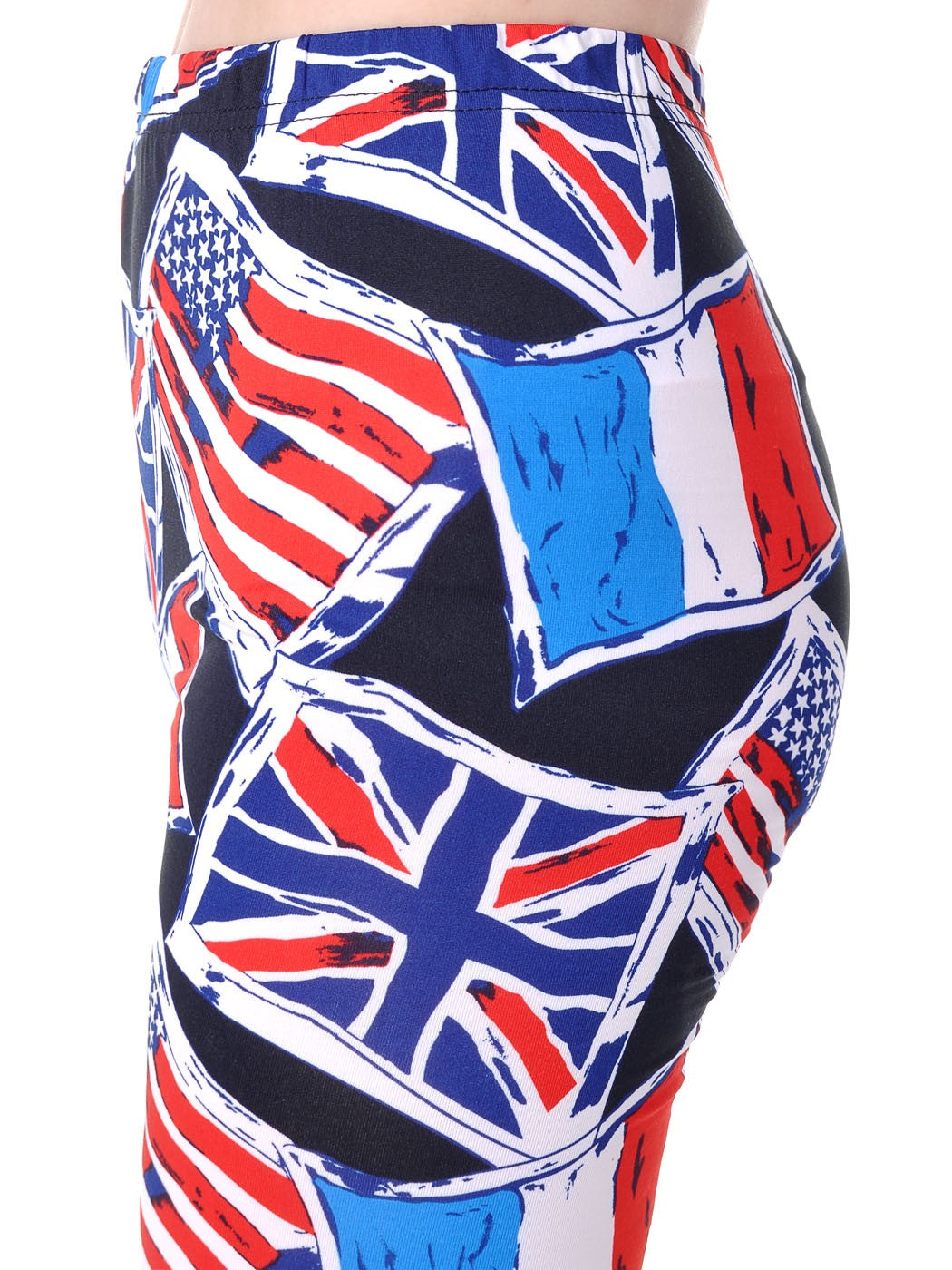 Leggings con diseño de boceto con banderas patrióticas en rojo, blanco y azul