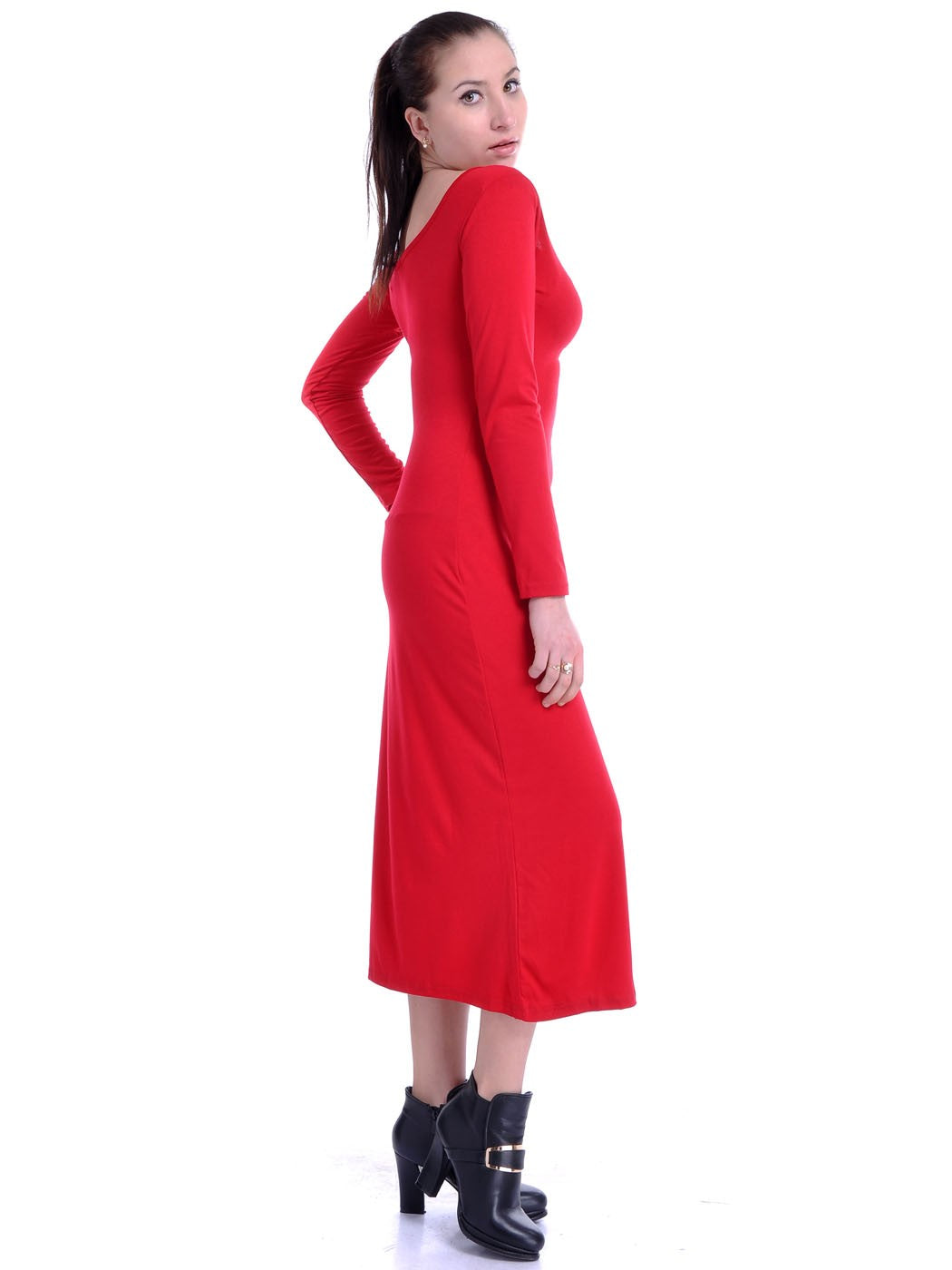 Vestido largo elástico rojo, sencillo pero elegante, inspirado en los años 90