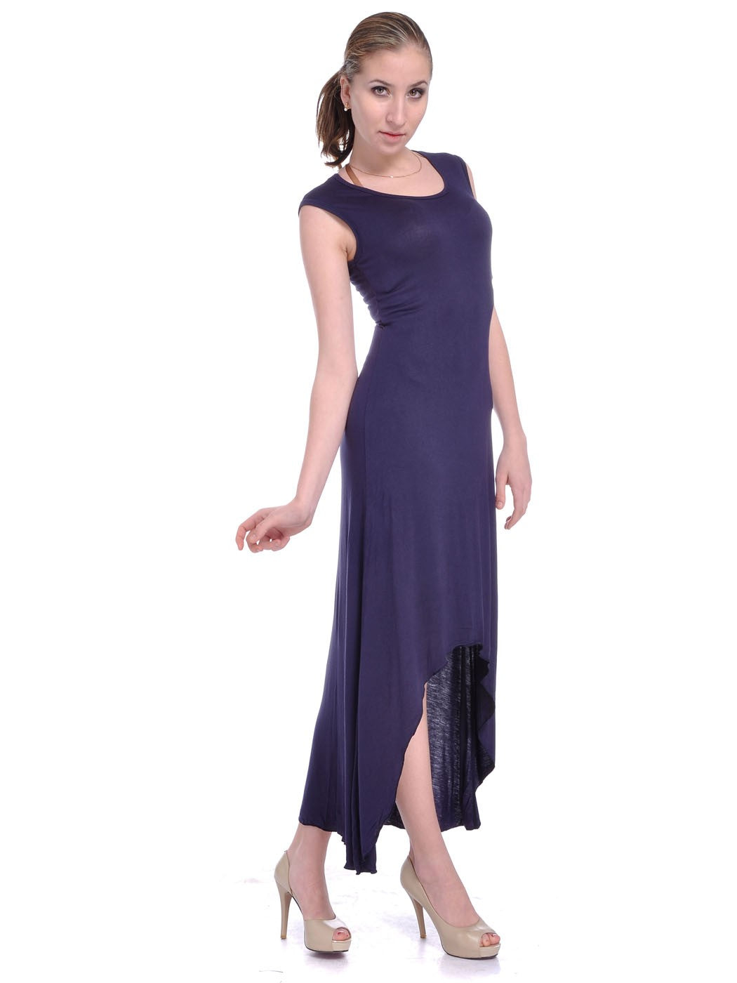 Vestido largo con corte en A y dobladillo irregular alto bajo