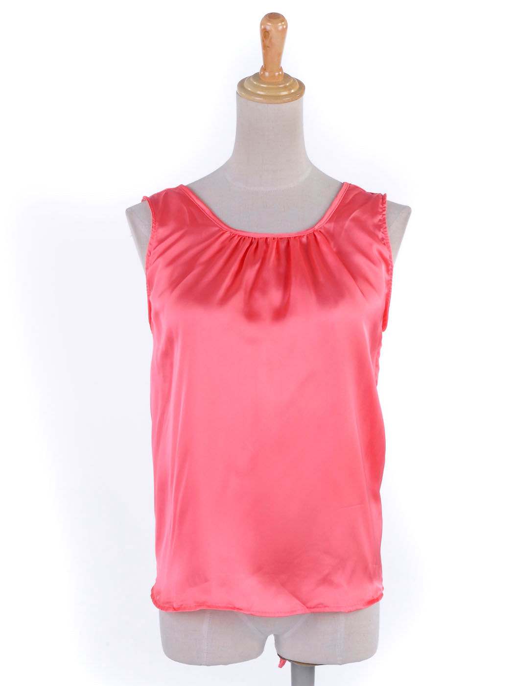 Top de satén con escote plisado y lazo en la espalda, corte en V bajo, talla S/M