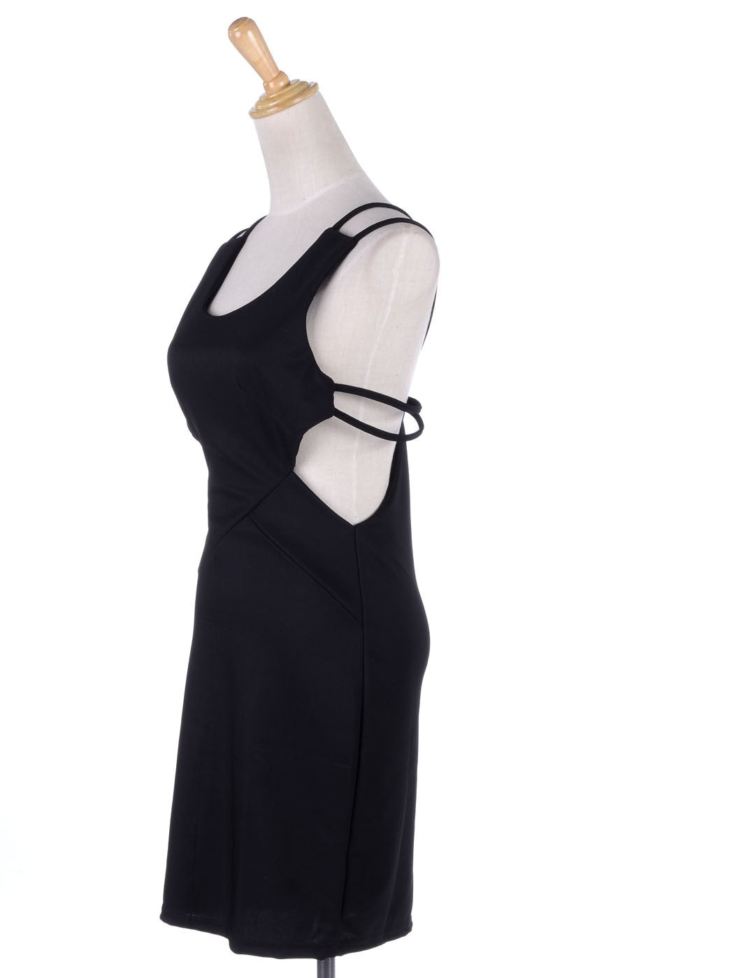 Vestido de cóctel con múltiples tiras y escote en el centro en color negro talla S/M