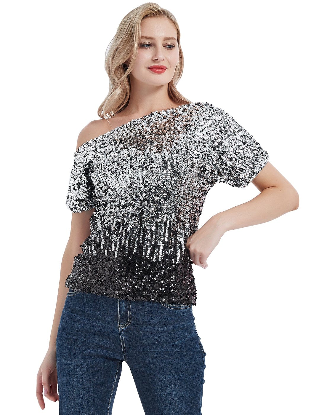 One Shoulder Sequin Top