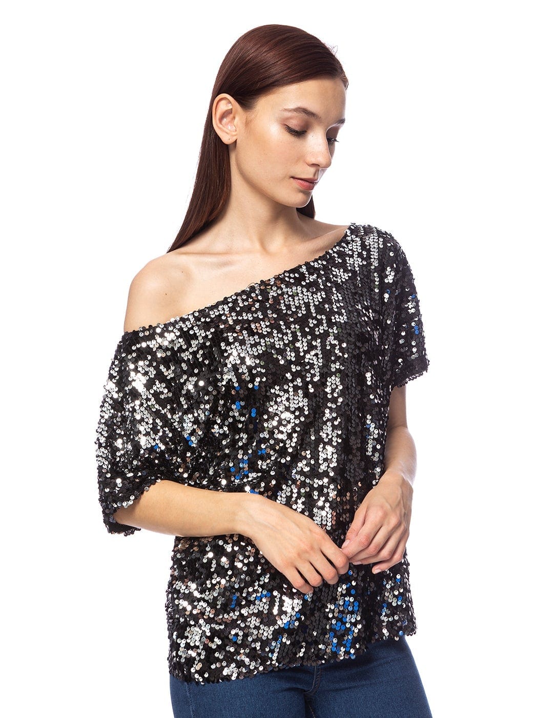 One Shoulder Sequin Top