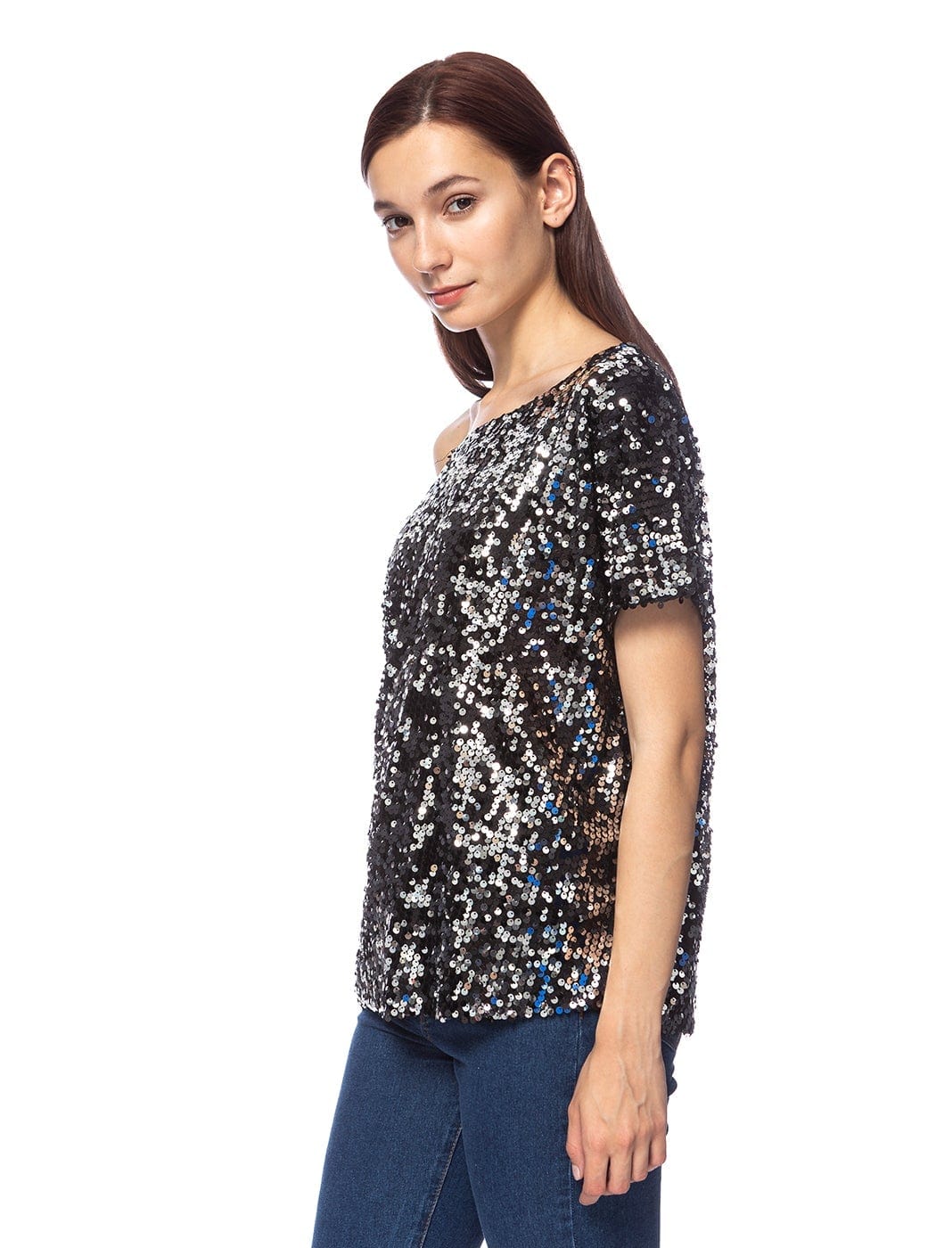 One Shoulder Sequin Top