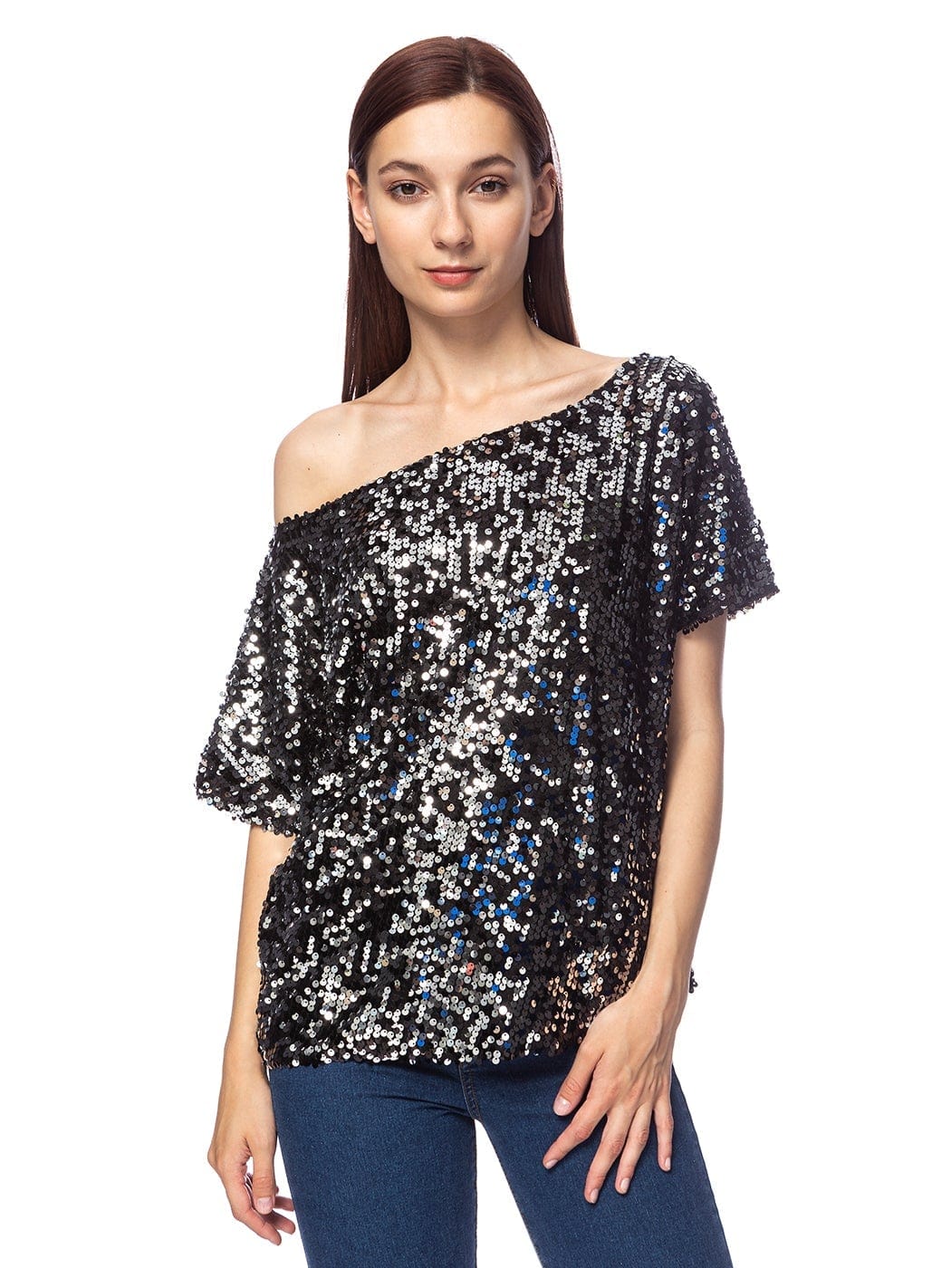 One Shoulder Sequin Top