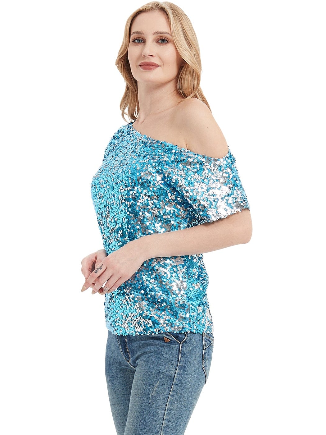 One Shoulder Sequin Top