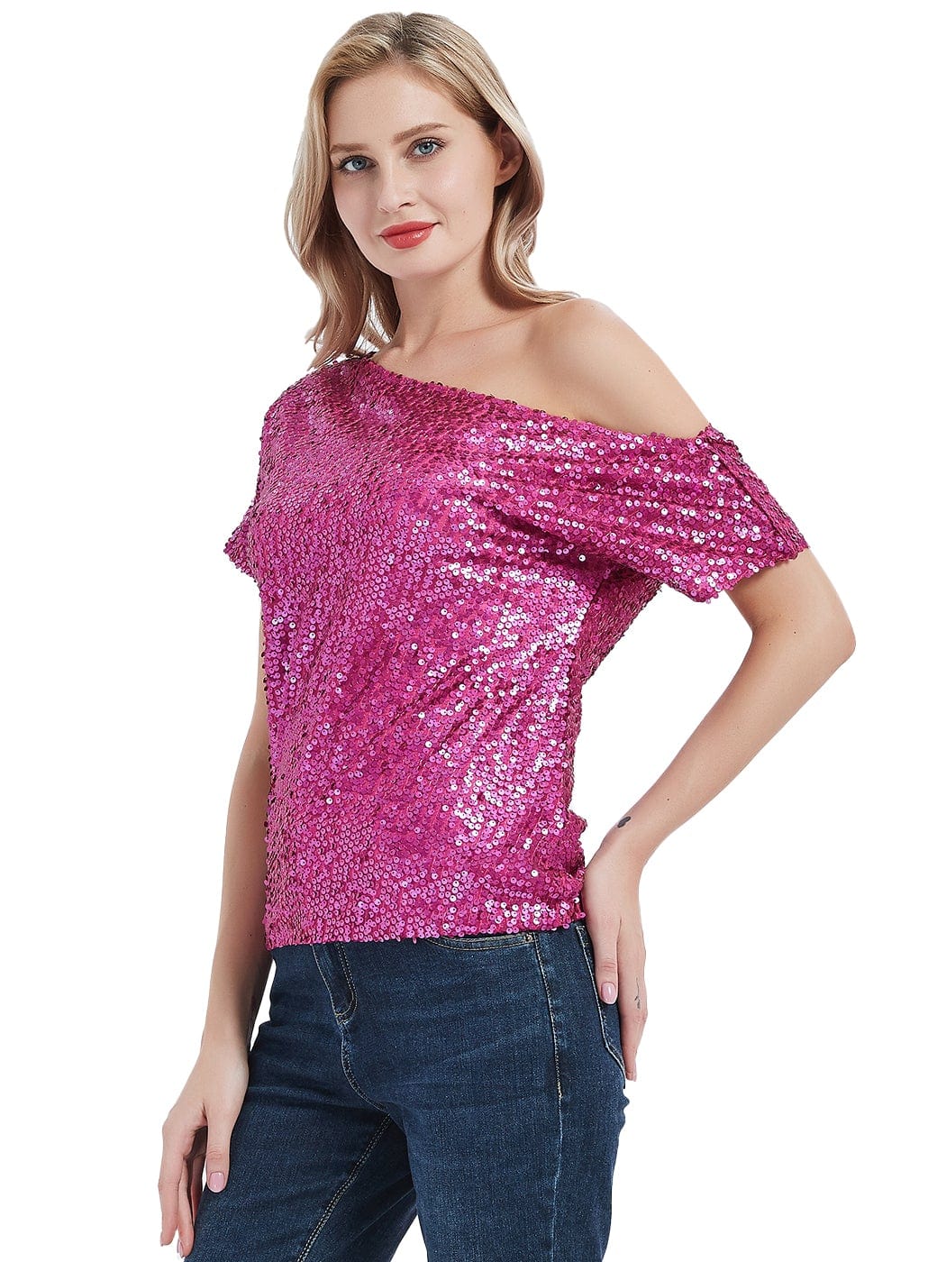 One Shoulder Sequin Top