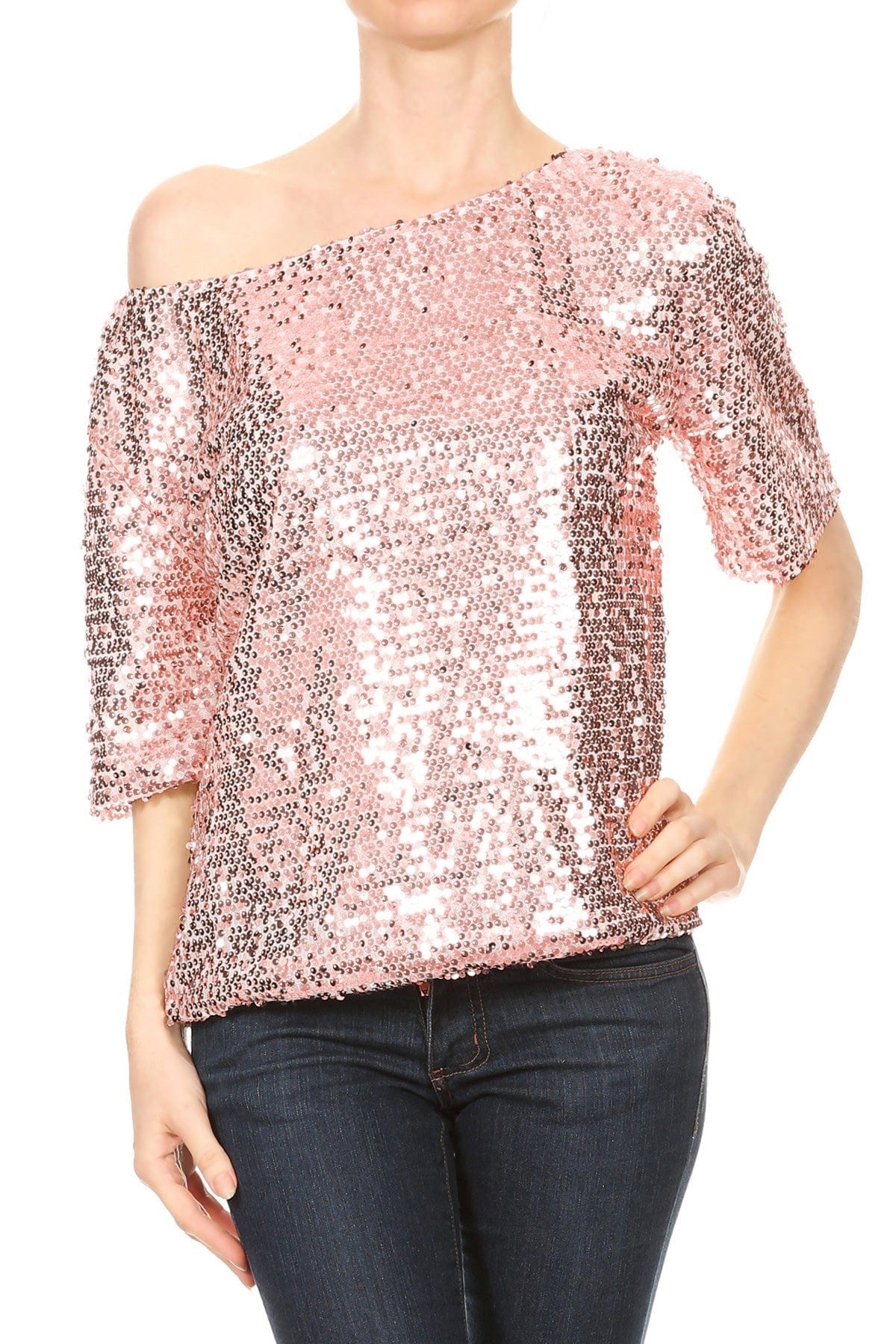 One Shoulder Sequin Top