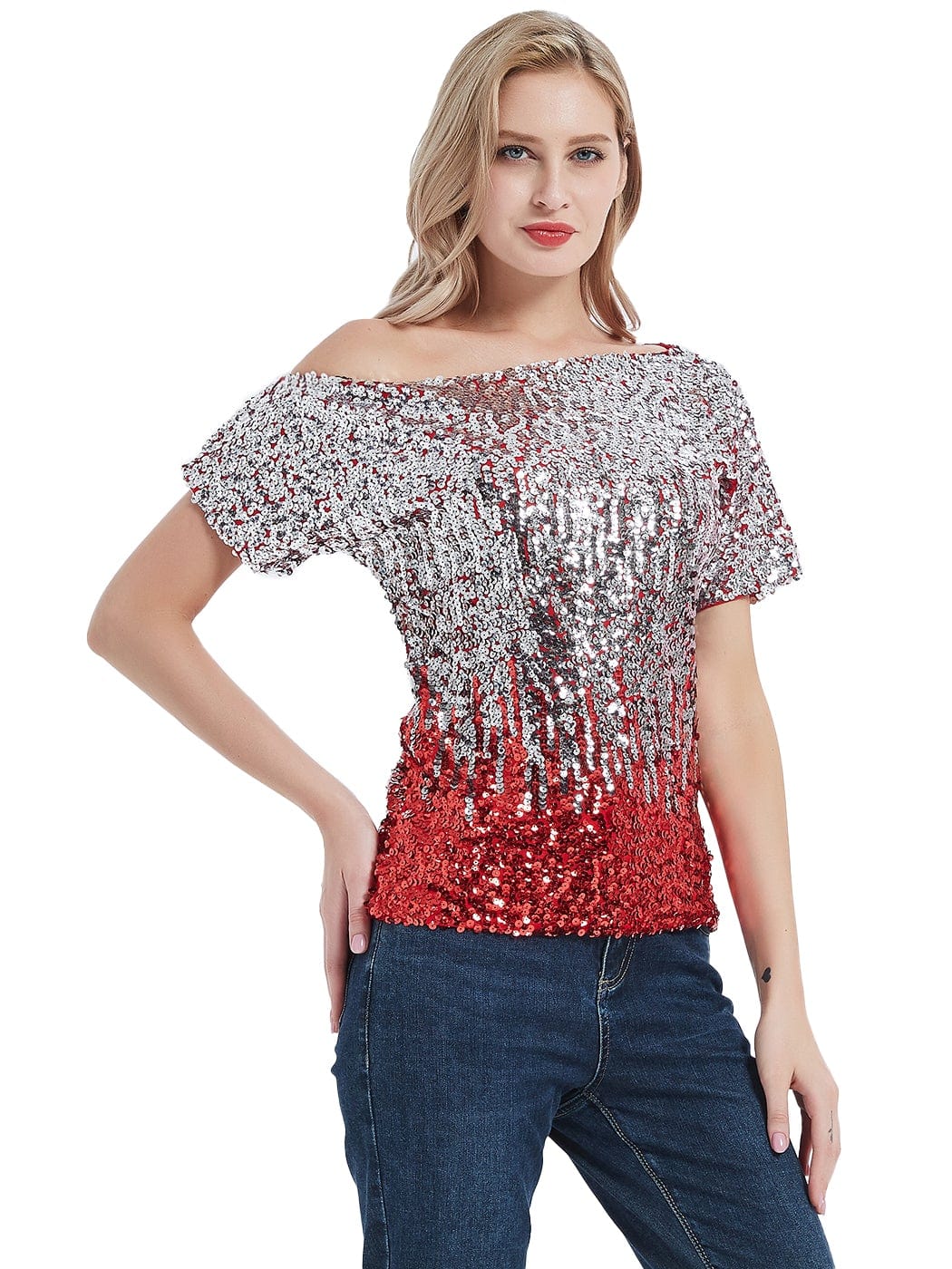 One Shoulder Sequin Top