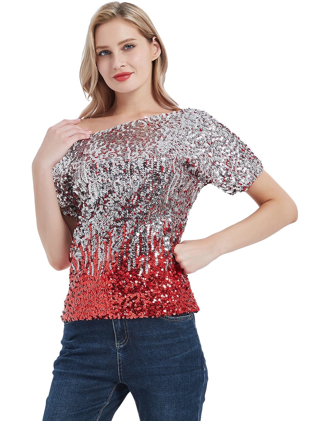 One Shoulder Sequin Top