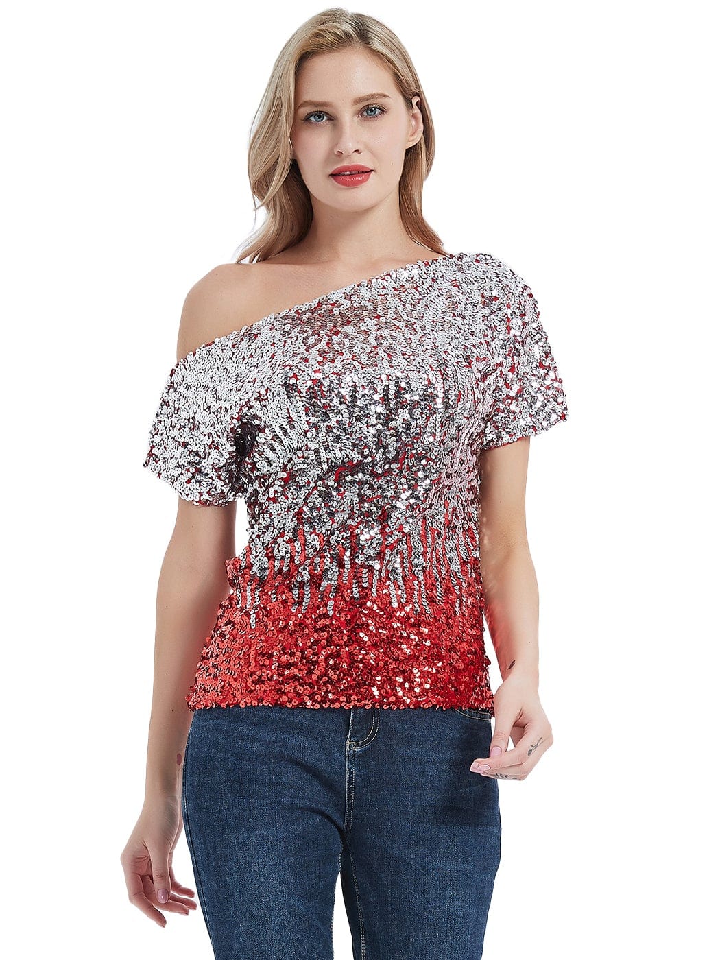 One Shoulder Sequin Top