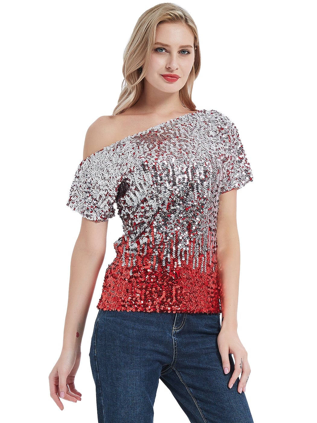 One Shoulder Sequin Top