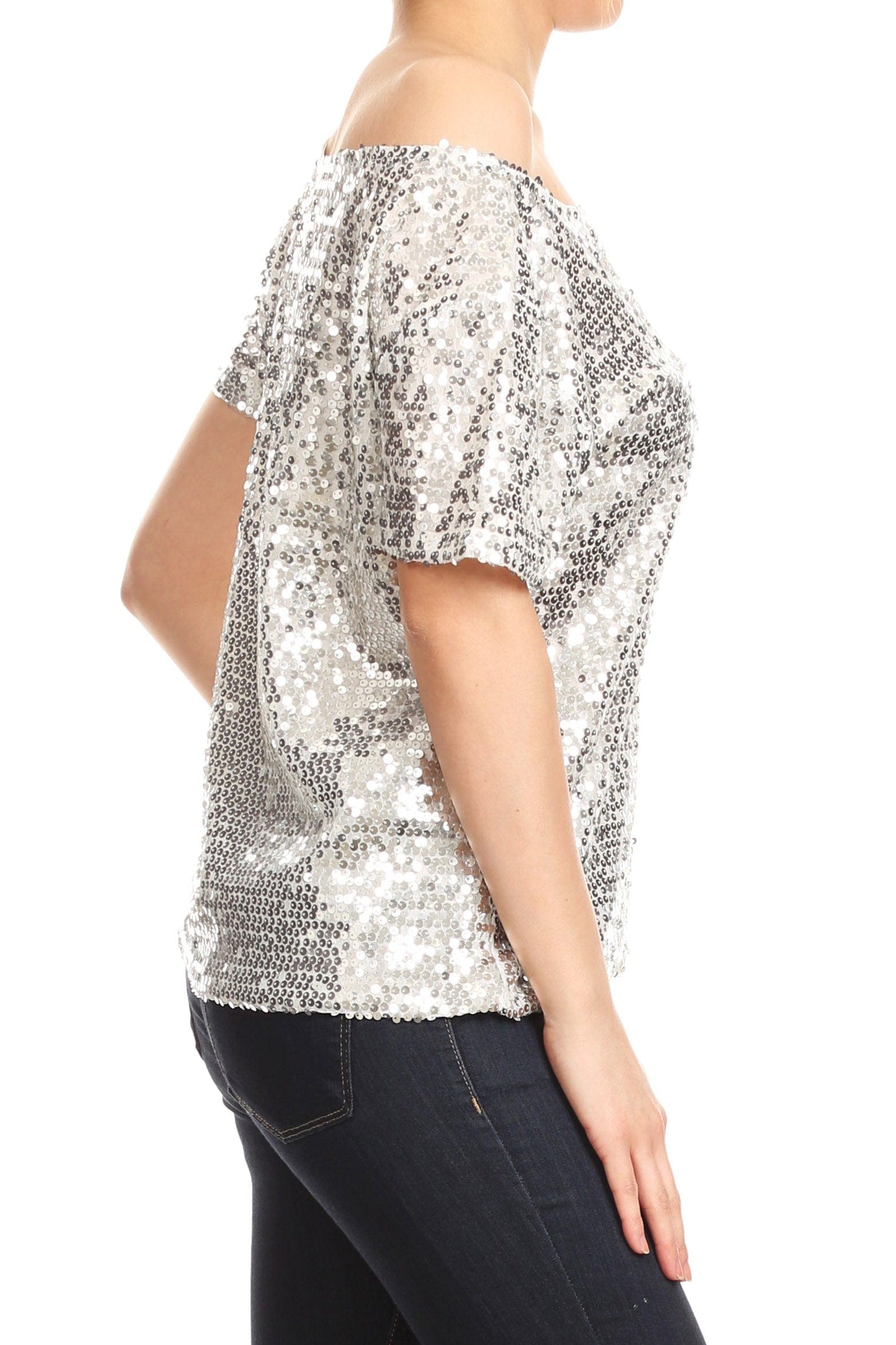 One Shoulder Sequin Top