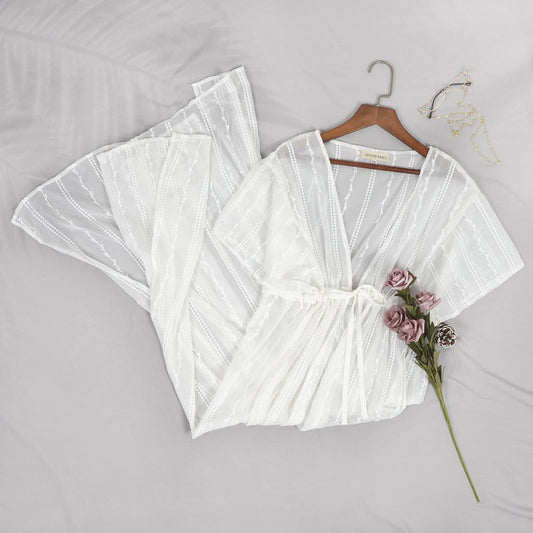 Vestido playero con lazo frontal y aberturas laterales