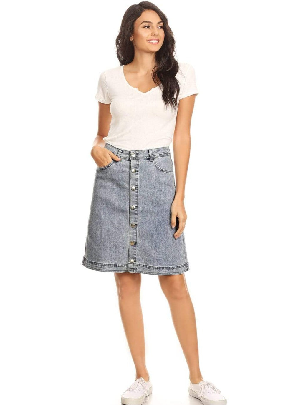 Button Up A-line Vintage Skirt