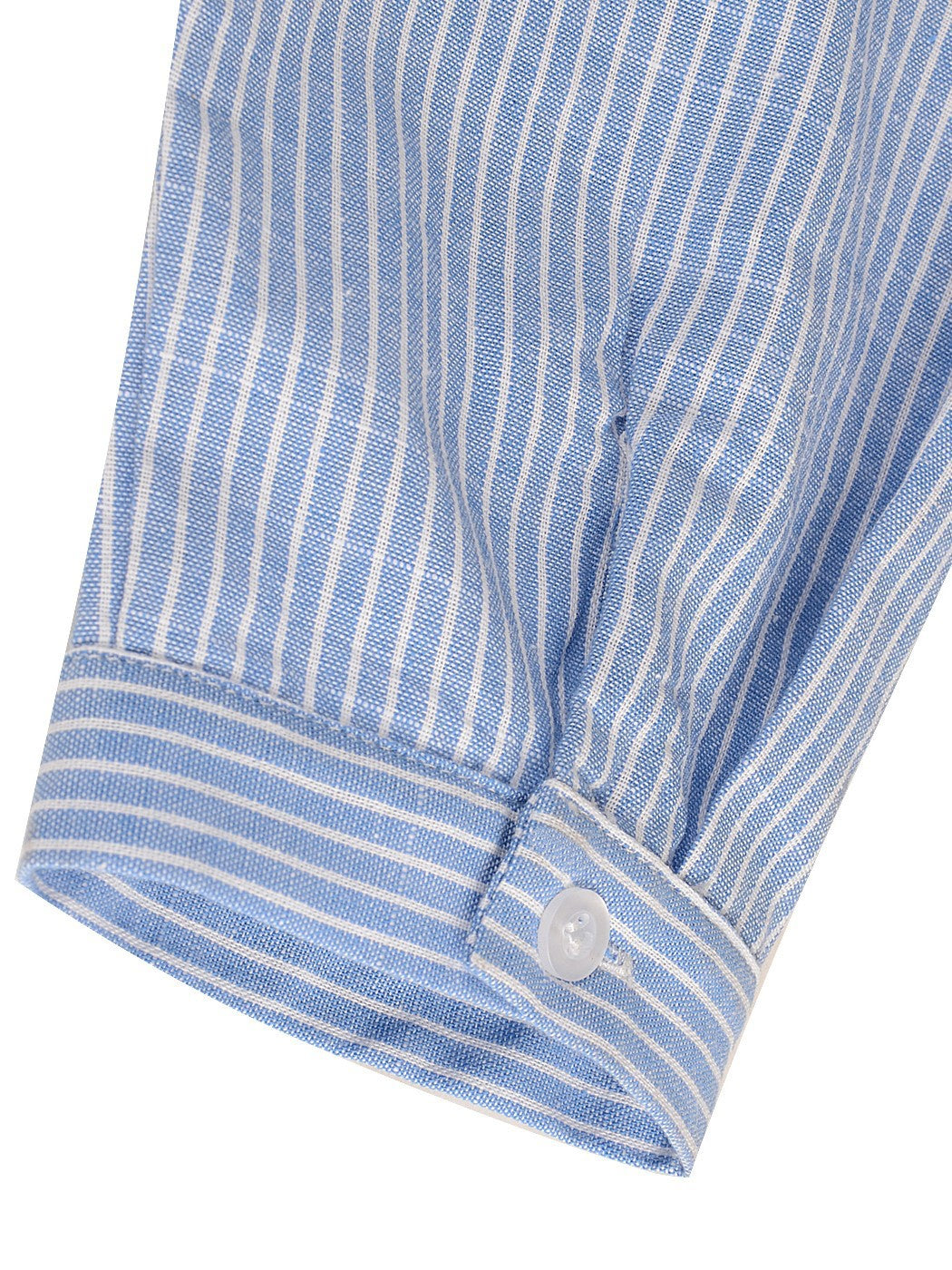 Camisa informal de mujer de tejido Chambray con botones y rayas largas