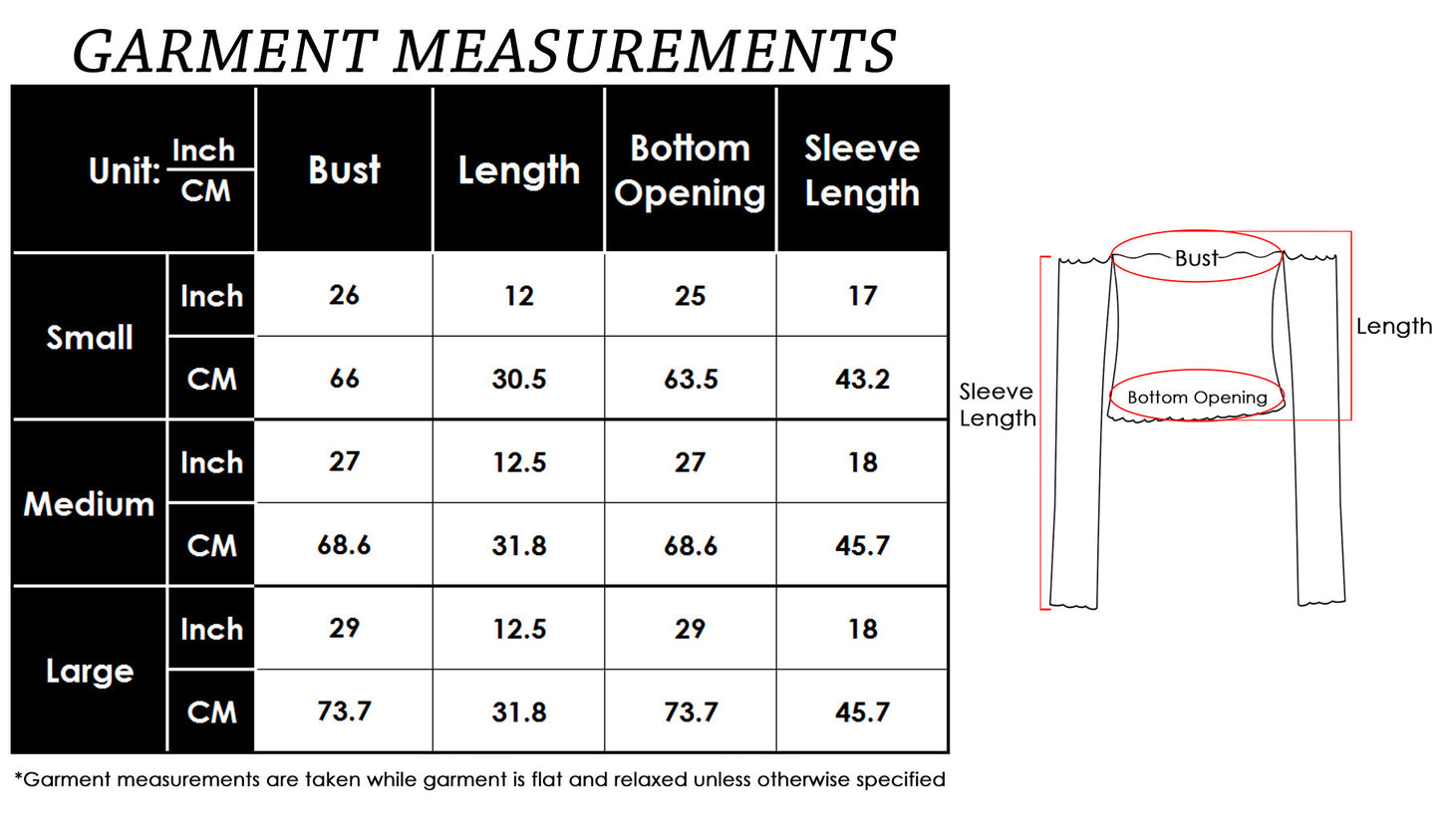 Top corto ajustado, elegante, con hombros descubiertos, mangas largas y volantes